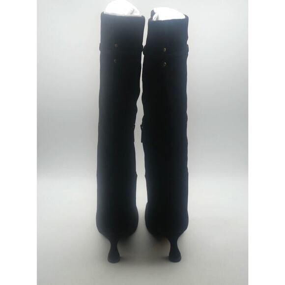NEW Sam Edelman Women's 6.5 Lyla Black Suede Knee High Heel Boots WIDE CALF - Picture 7 of 12